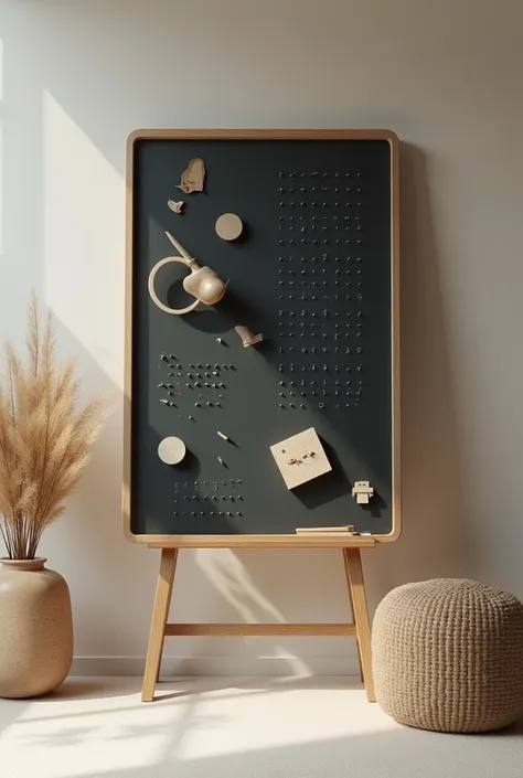 armable blackboard with puzzle dividers and a braille alphabet system