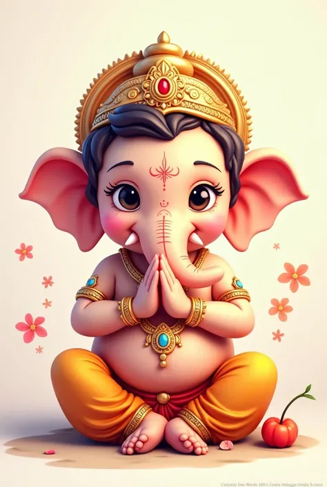 Baby god Ganesha, cute, logo, 4k, clean, with prayer hands together, colorful