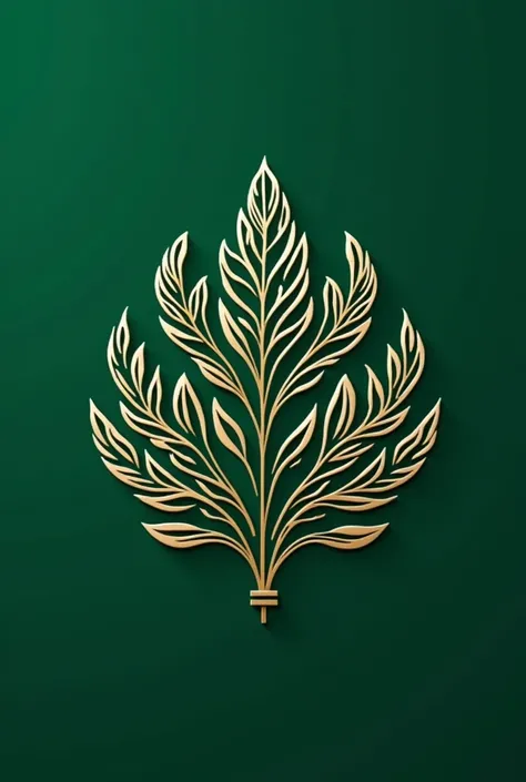 Luxurious logo design with a green background, featuring intricate and elegant leaf motifs in a golden and white color palette. The design incorporates clean lines, a refined aesthetic, and a modern serif font, exuding sophistication and exclusivity. Perfe...