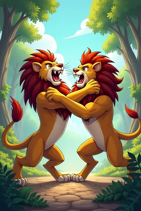 
Lion fighting with forest lion (Character ) ( cartoon)