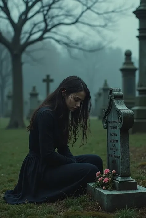 Cemetery and sad girl