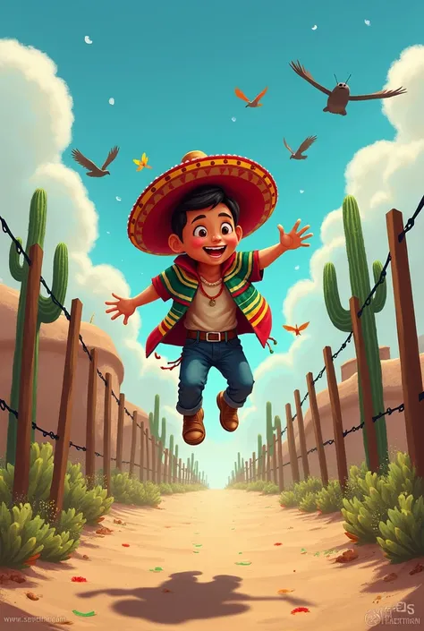 Cute mexican human hopping the boarder