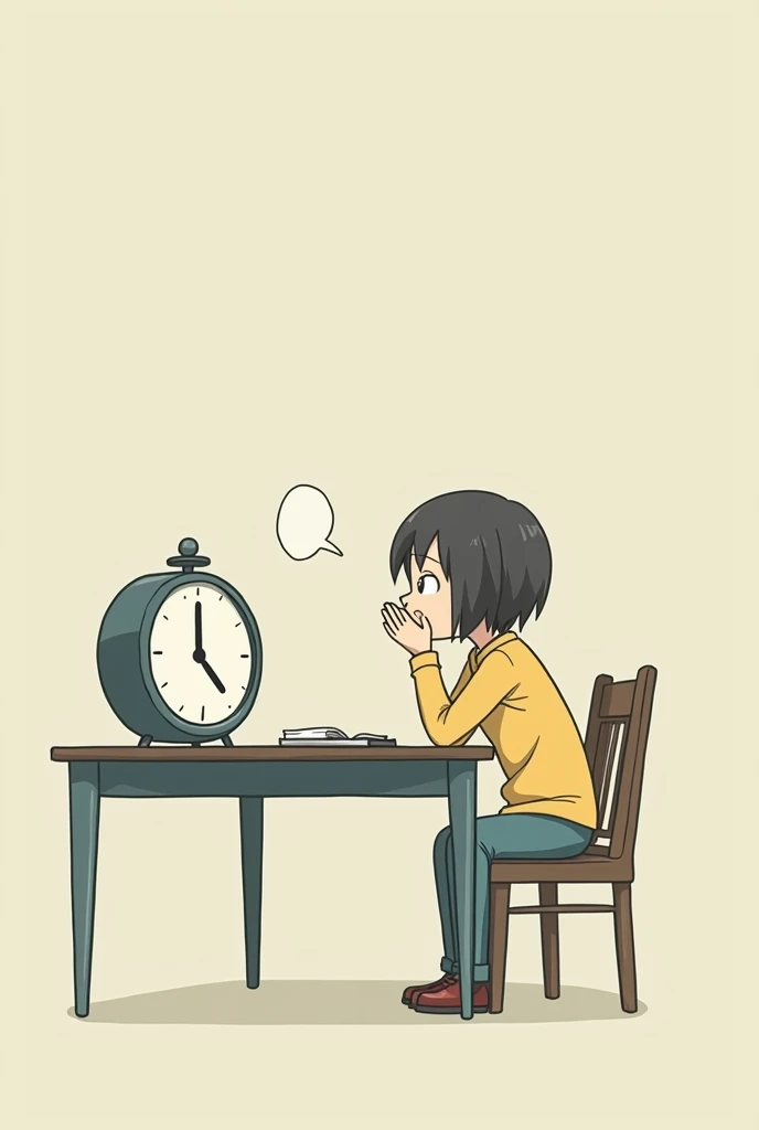 .  He sighed a little ,  looked at the clock ,  then left the desk . Simple anime drawing strokes