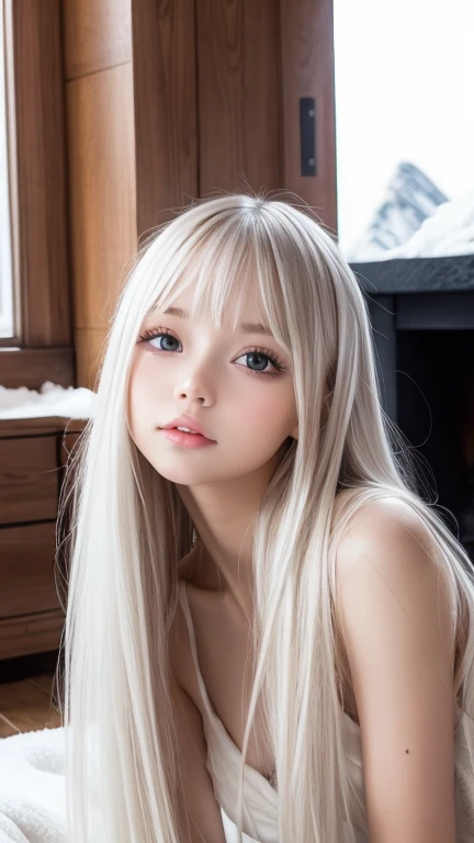 Extremely beautiful, super beautiful, super long platinum blonde, very white, beautiful girl 、 mastepeas,  BEST QUALITY IN THE NORDIC PORT TOWN, Illustration, Super detailed,  Fine Details ,  high definition ,  8K Wallpaper ,  perfect dynamic composition i...