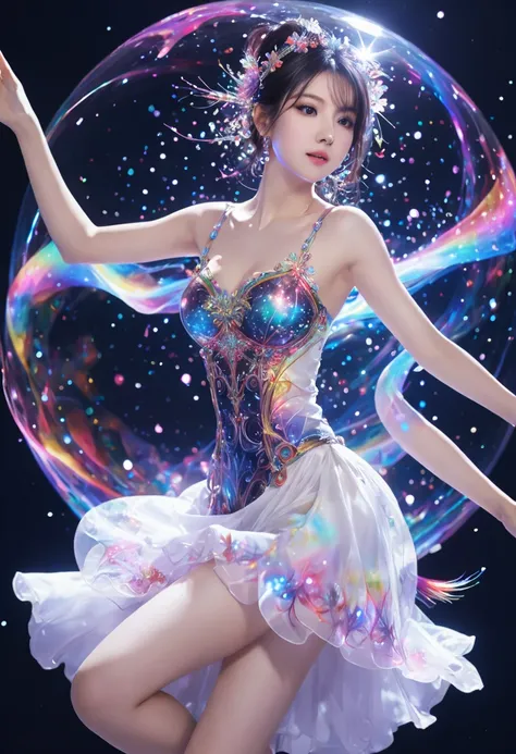 (1人の girl:1.2),中国の girl,Stars in the Eyes,( short skirt :1.4),(1人の girl:1.3),masterpiece, High Quality ,1人の girl, Extremely Detailed,( fractal art:1.3), colorful ,HIGHEST DEFINITION ,(chiffon, Body Paint:1.2),8k,  digital art ,Macro photography,quantum dot...