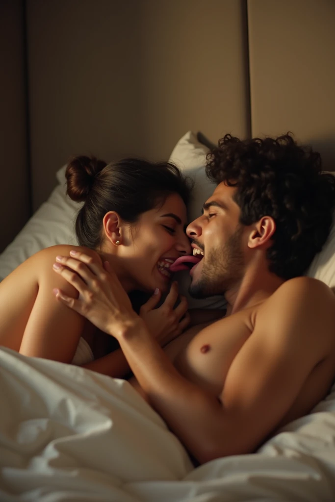 An Indian couple is having sex lying down in the bedroom. The girl is lying down naked and the boy is licking her vagina. The girl is screaming loudly 32k ultra hd