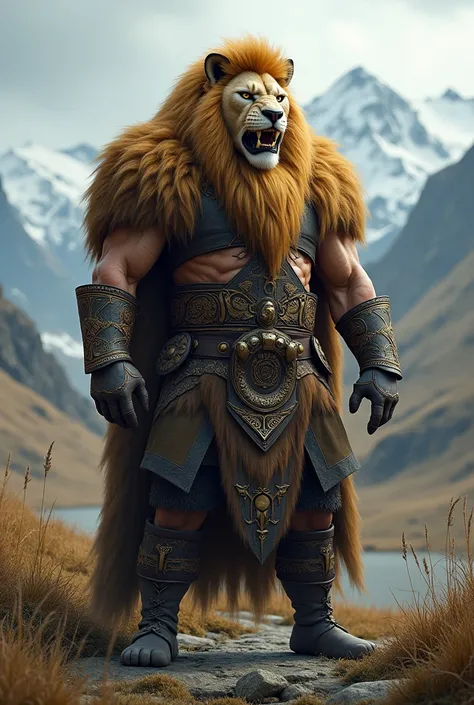 Viking in lion clothes  