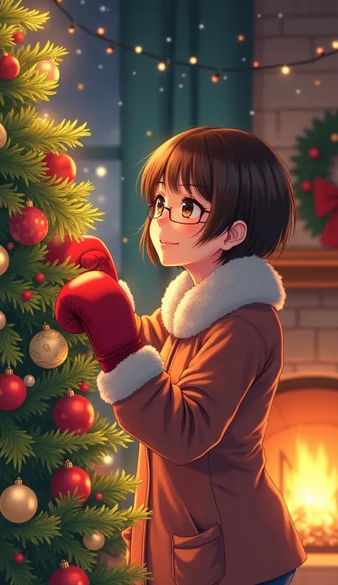 (Amazing. Very high quality. So beautiful. Super detailed. Perfect face. Perfect eyes. Perfect anatomy. Masterpiece. Incredible. Perfect lighting.) Soft colors throughout. Dynamic angles. Japanese anime cel style. Detailed and correctly shaped boxing glove...