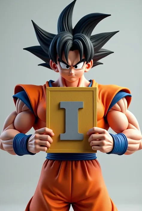 As a Goku in 3D holding the letter I