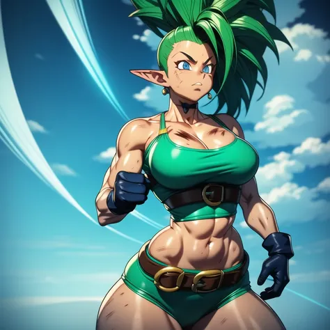 dbsuper style, 1
Girl, captain mizuki, green aura, super saiyans aura, belt, pointed ears, elf ears, ocean-green colored hair, huge hair, bruise, bruise on face, clenched hands, frown, gloves, blue eyes, grey gloves, evil grin, medium breasts, Aura around ...