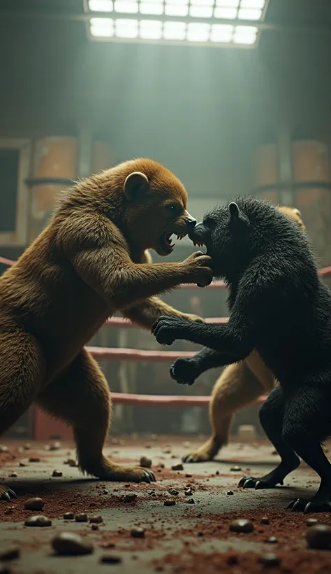 Zoopedia, where animals are live, human like animal, many types of animals, war environment, boxing ring background, brutal, fight club 