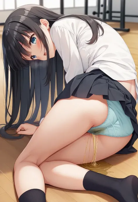   Masterpiece , 最 High Quality ,  High Quality ,  super detailed,   Masterpiece , 超 High Quality ,  super detailed, Perfect picture, COMPLETE ANATOMY ,nsfw, Official Art, clear , girl sitting on floor and kneeling talking to others, black hair, long hair, ...