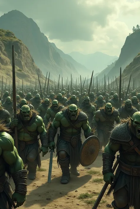 Draw me an army of medieval fantasy orcs