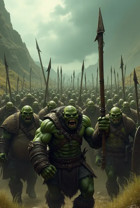 Draw me an army of medieval fantasy orcs