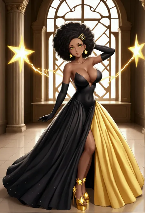 ((Detailed Beautiful brown skin waifu)) ((Beautiful Detailed curvy slim figure)) ((Detailed Beautiful home room With Window’s That Shows yellow stars and galaxy)) ((beautiful detailed breast)) ((beautiful detailed big round booty)) ((Beautiful Detailed sex...