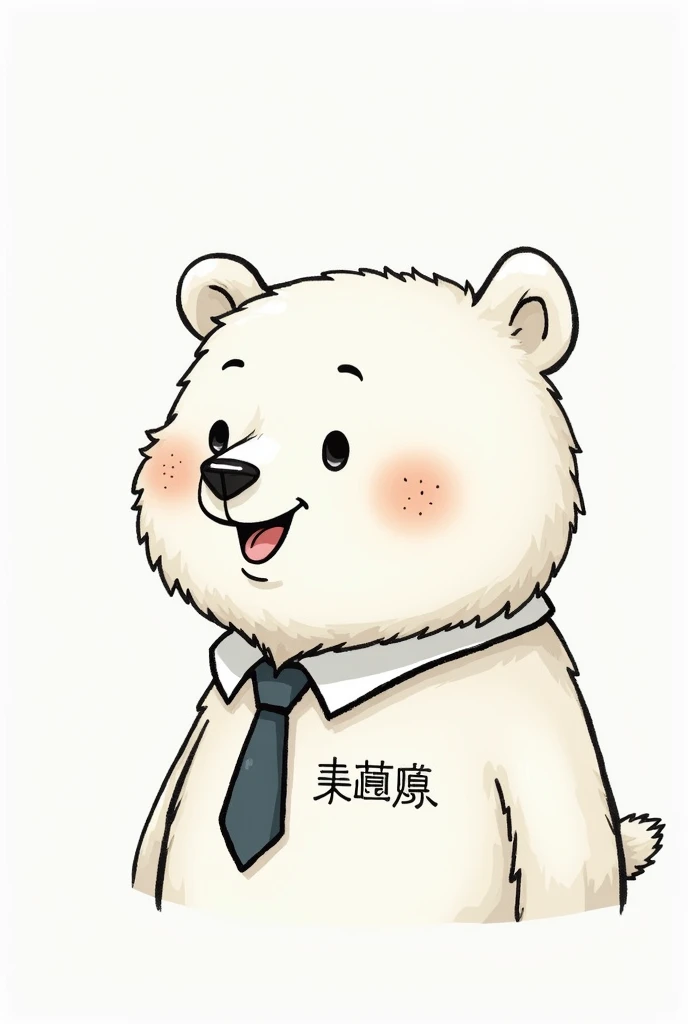  original drawing method, a cute smiling face with a tie, the polar bear store managers profile logo，Request the Chinese and English characters of the store manager with a bear on it 