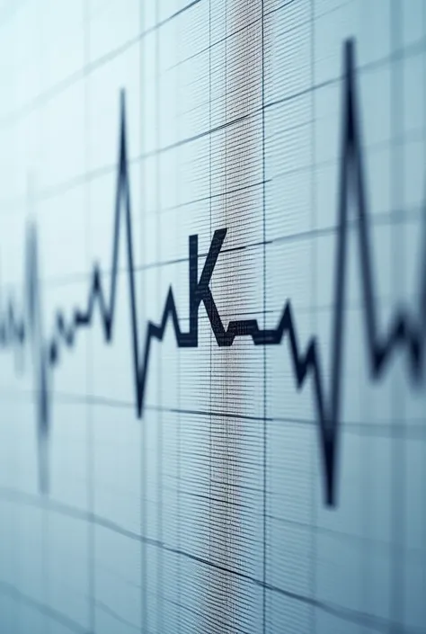 An electrocardiogram with waves and a Letter K hidden in the waves 