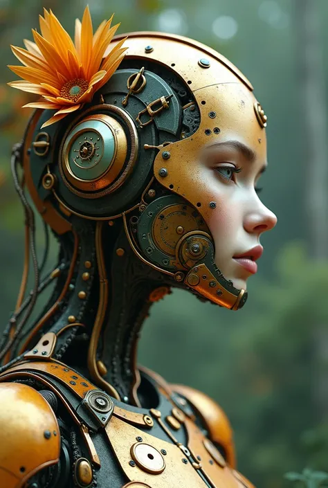  Realistic cinematic visual of the Robot Hours  ( Goddesses of the seasons and the natural order )
A modular robot ,  capable of changing its appearance to reflect the seasons of the year . in spring,  it displays mechanical flowers and green tones ; In th...