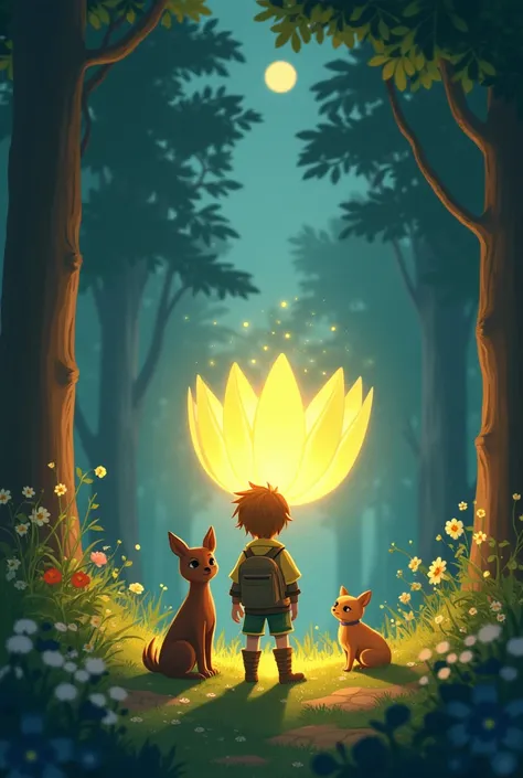 illustration:%20Niko%20and%20Pip%20standing%20together%20next%20to%20a%20glowing%20flower%20in%20a%20peaceful%20forest%20clearing%20under%20the%20moonlight.