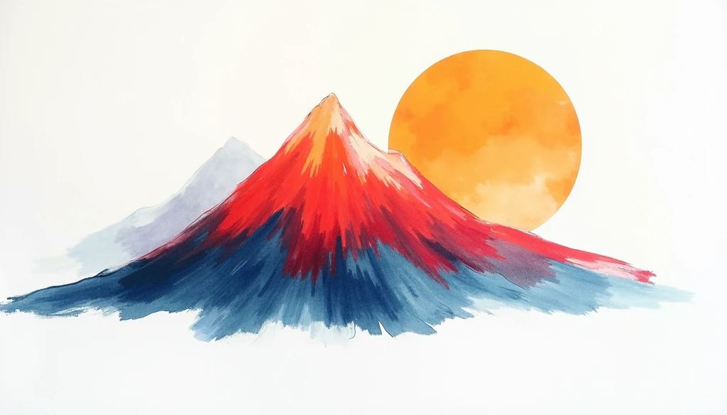 white background, minimalist japanese art, colorful, ink