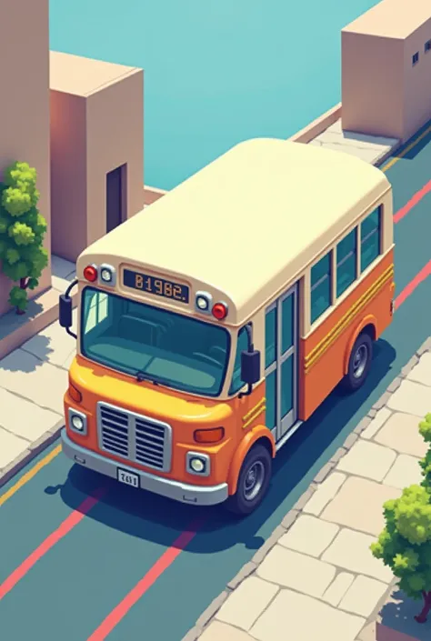 a bus with a top view pixel art 