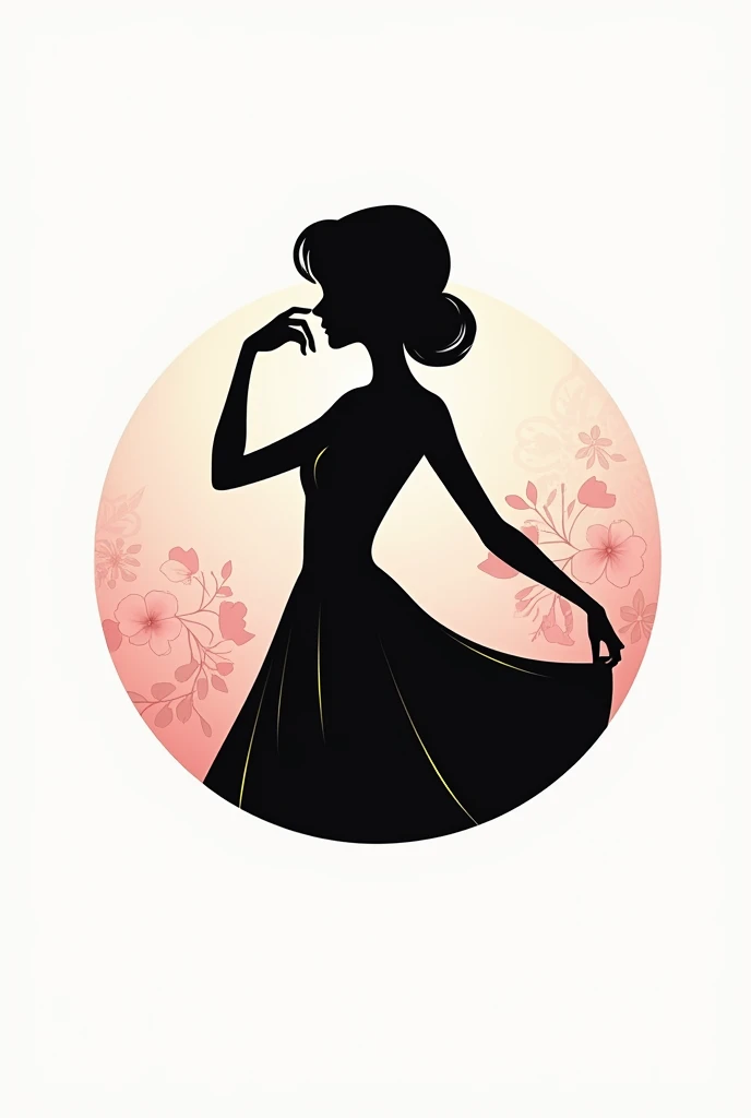 A minimalist circular logo featuring the silhouette of an anime-inspired female character. The silhouette is stylish and elegant, with delicate details suggesting sophistication. The character has flowing hair and an artistic pose, designed with black and ...