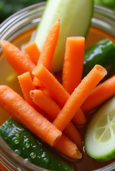 Pickled vegetables of carrots and cucumbers 