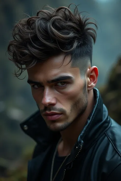 Short curly hair men with wolf cut
