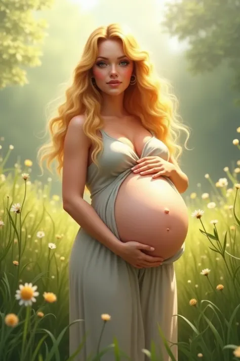 Blonde, big breast pregnant girl