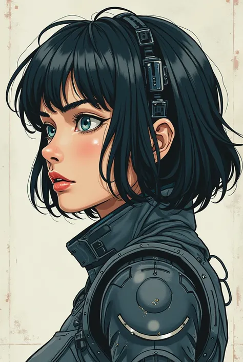 ghost in the shell in the style of 90s vintage anime, robotics, scifi, futuristic, surrealism, akira style, advance suit, detailed line art, fine details, greg rutkowski makoto shinkai kyoto animation key art feminine eye-level shot