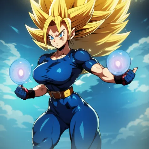 dbsuper style, 1
girl, captain mizuki, green aura, super saiyan's aura, belt, pointed ears, elf ears, light-blue colored hair, h...