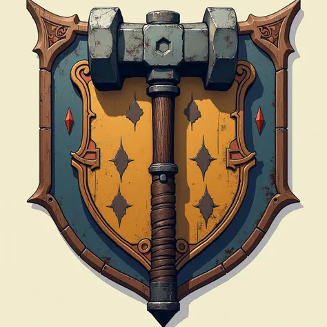 A large warriors sledgehammer in a clan logo design