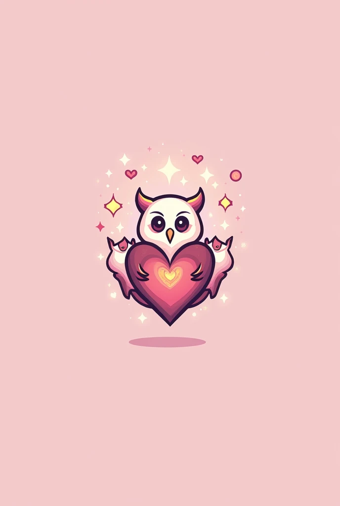  Generates a logo for a video game called  "Mystik Heart "  about mythical university beings who want to learn to open their hearts, in pastel pink tones 