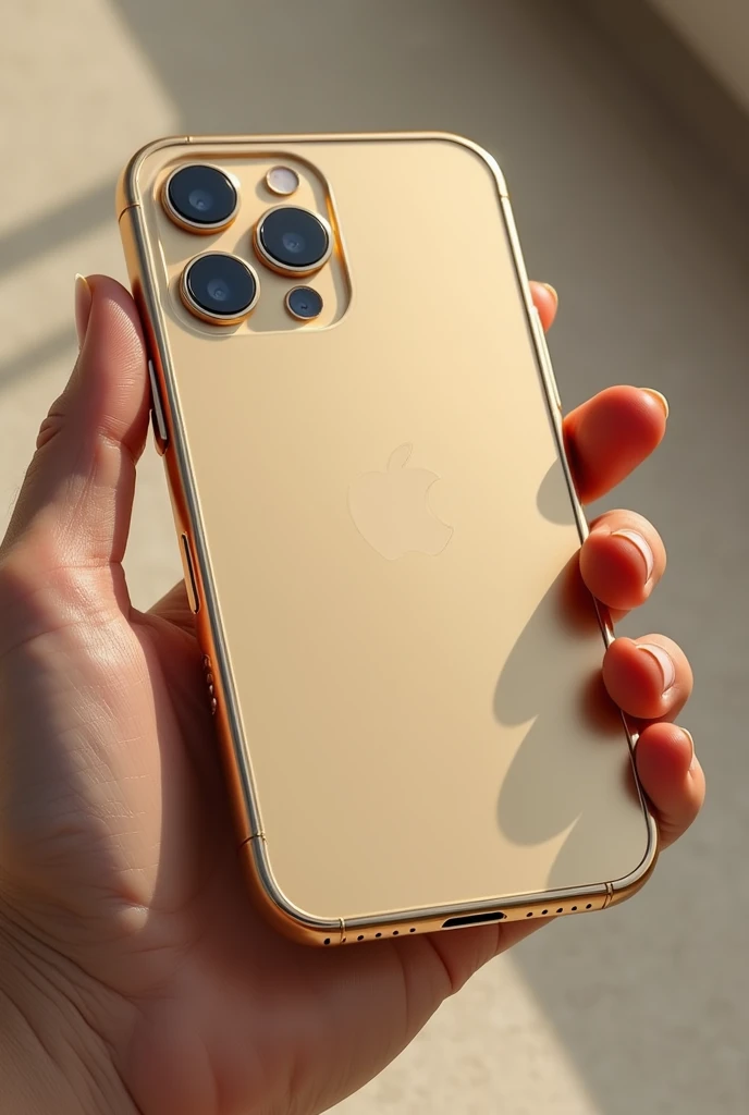 CASE DESIGNS WITH INTEGRATED SUN-CHARGED BATTERY FOR IPHONE 15 IN GOLD COLOR