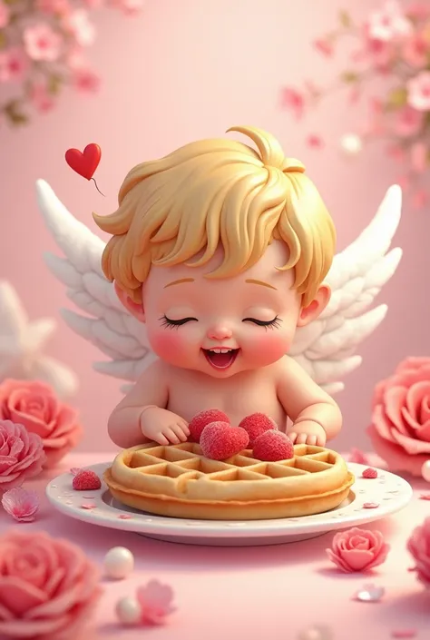 cupid eating waffles (color pink