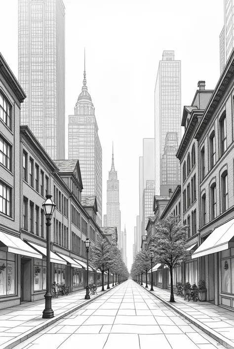 2 point Perspective cityscape drawing

