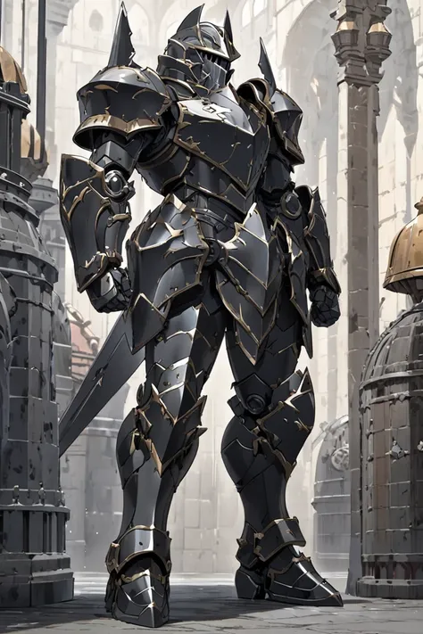  full body view　knight　armor　Iron ball