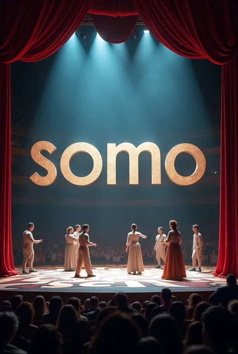 On the stage of the theater, the actors took over the letters of the word somo.