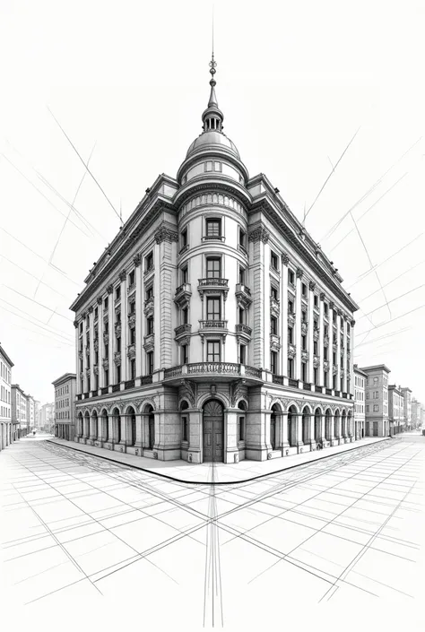 2 point perspective building drawing long
