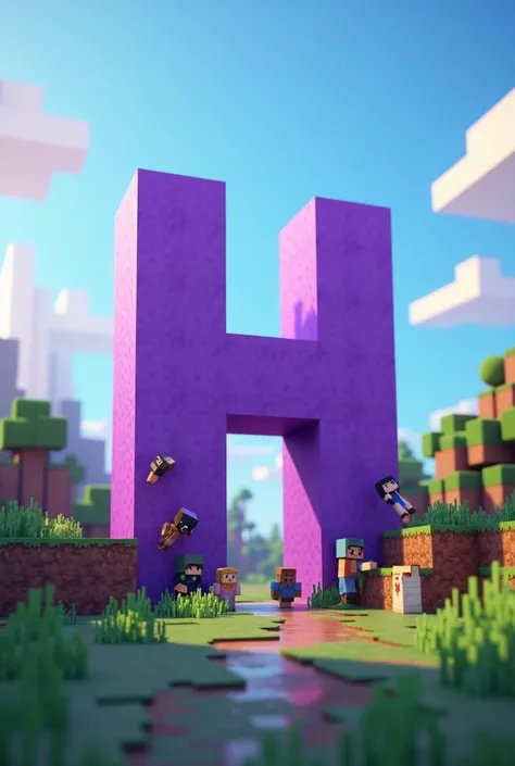 Animate that image for Minecraft and put a purple H in the center with Minecraft letters