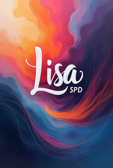  Make me a painting with calligraphy that says Suis Lisas name with the title s.pd behind her name with abstract color background  
