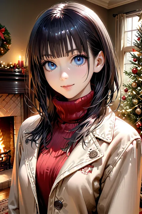 1girl,(wearing a turtleneck sweater),(winter jacket),(RAW photo, best quality), (realistic, photo-realistic:1.4), masterpiece, an extremely delicate and beautiful, extremely detailed, 2k wallpaper, Amazing, finely detail, extremely detailed CG unity 8k wal...