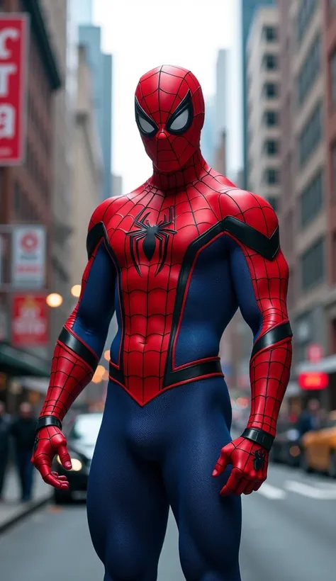 Person wearing marvel spiderman suit without mask