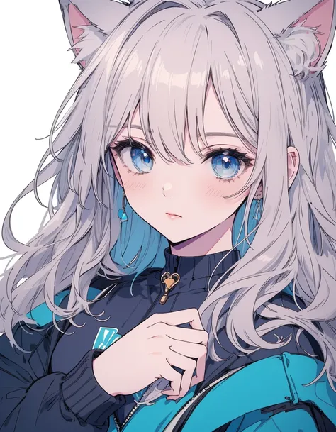 whole body, ((masterpiece,  best quality:1.5)), (( beautiful detailed cats blue eyes:1.2)), cat ears,  pale skin,  medium chest ,  beautiful hands,  Beautiful Fingers , EasyNegative