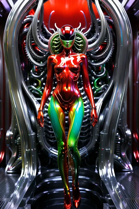 No one is there , super Reality Photography,  Reality Photography, Realistic pictures of colorful slime-shaped monster-like creatures, Cutting Edge,cthuruf monster, (((H.R Giger detail))), bio-mechanics humanoid, multicolor glints, Strange , Surreal, Anoth...