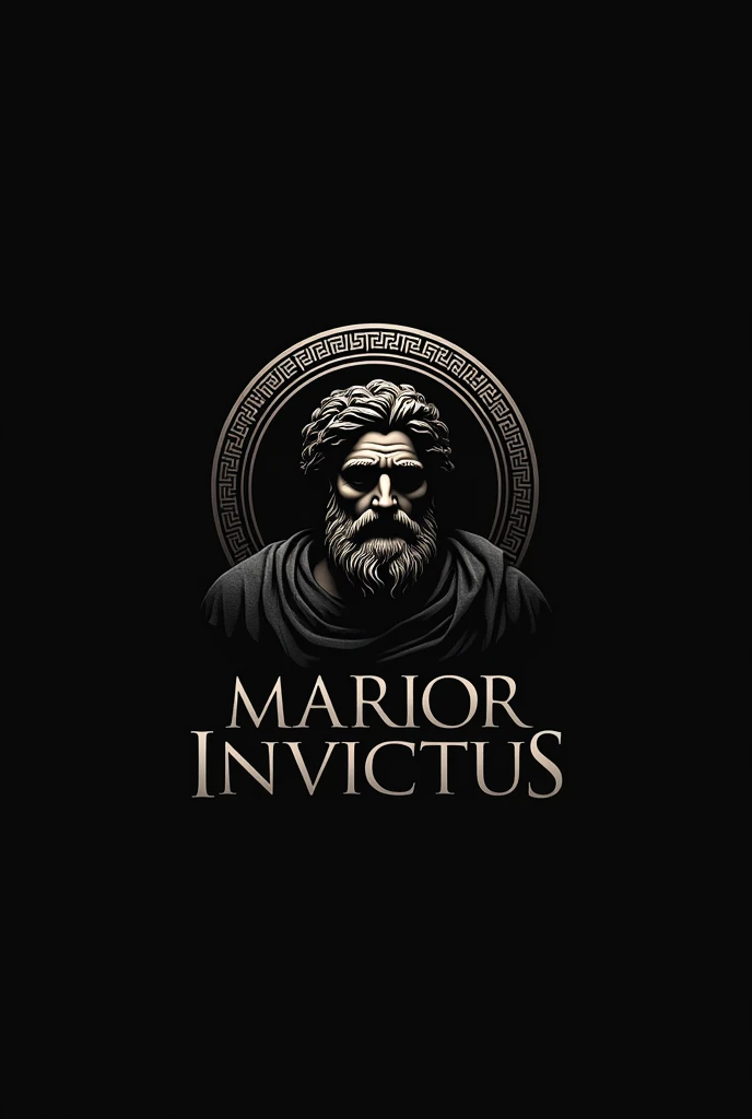 The logo of a group with the name "Marior Invictus" comes from Greece, the color is dominated by black, there is a picture of a deceased hero, elegant, cool and there is the name Marior Invictus