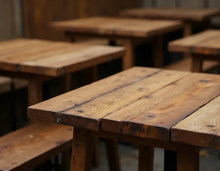 closed wooden tables