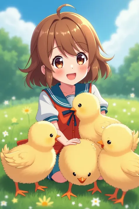 An anime character showing the chicks