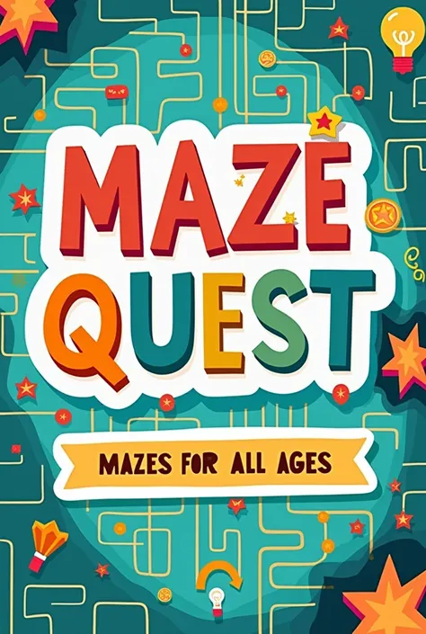 Here’s a detailed prompt for your eBook cover design:  

**"A vibrant and engaging book cover for a maze puzzle book titled Maze Quest: Fun and Challenging Mazes for All Ages. The design should feature a colorful, intricate maze in the background, with bol...