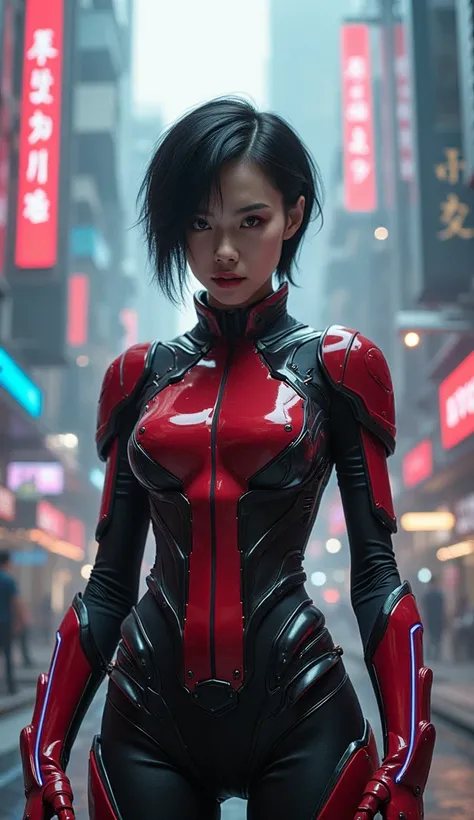 Asian 20 year old girl dressed in wolverine suit. 8k,HDR,highly detailed, cyberpunk.